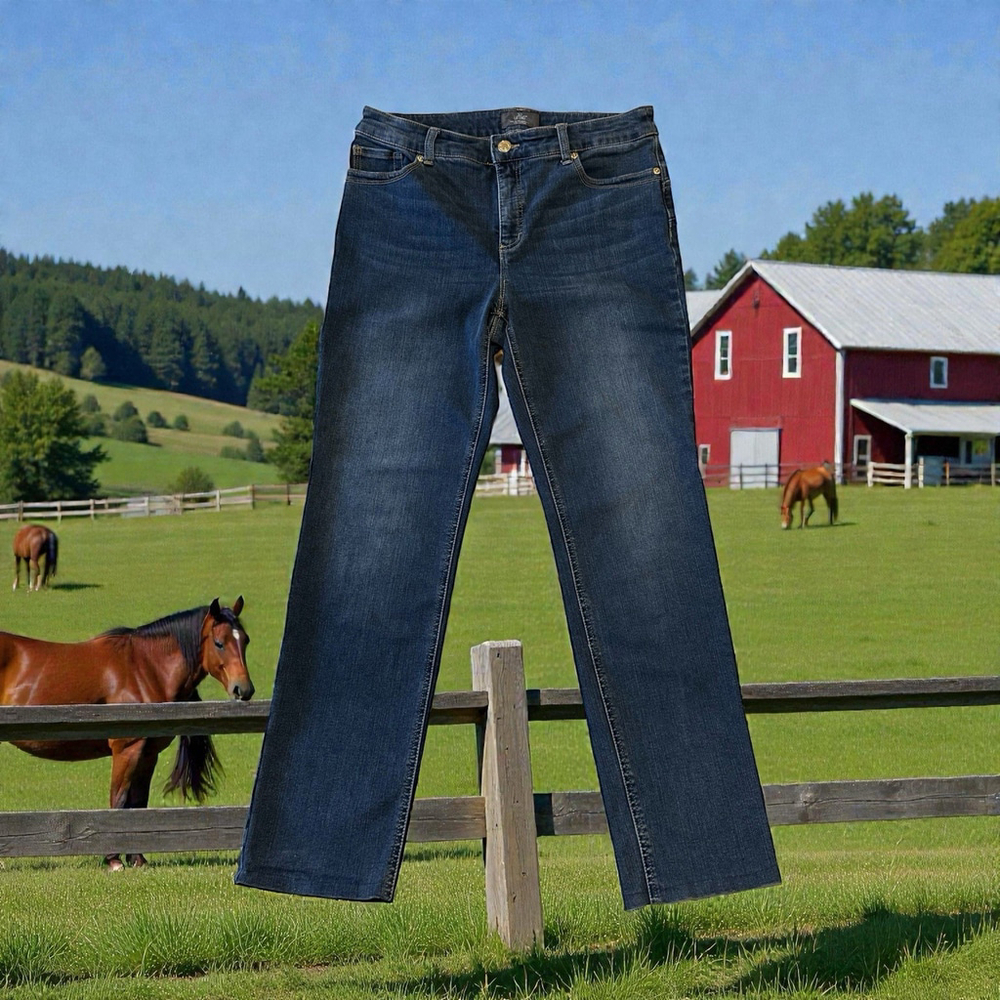 Chicos So Lifting Straight Denim Jeans Womens 8 (Chicos Size 1) Blue Mid-Rise